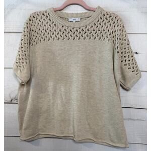 FATE Cream Short Sleeve Sweater L Cut Out Details Everyday Wear Chic Classy